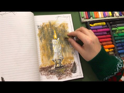 Видео: 🎄Зимние зарисовки масляной пастелью в обычном блокноте🍊