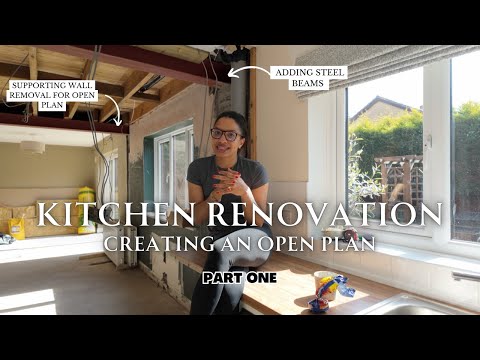Видео: Создание кухни открытой планировки | Демонтаж стен, электрика, обшивка и штукатурка