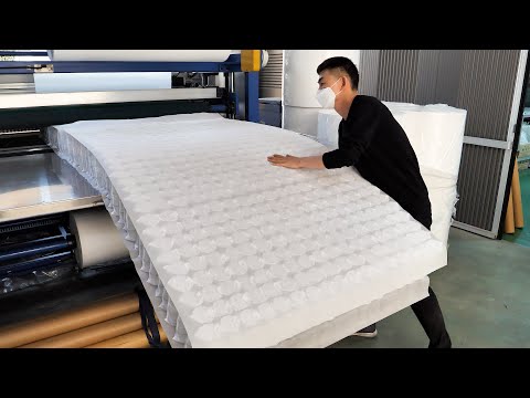 Видео: Процесс изготовления самых мягких матрасов. Фабрика массового производства корейских кроватей