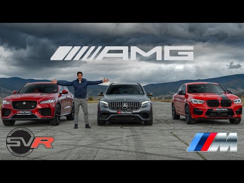 Видео: Гонка DRAG & Rolling: BMW X4M против Mercedes GLC 63S против Jaguar F-Pace SVR!