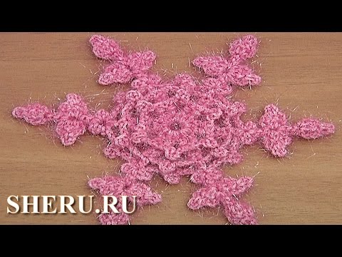 Видео: Crochet Flat Flower Snowflake Урок 23 Как вязать крючком снежинку