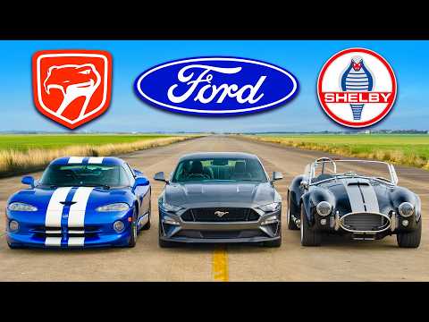 Видео: Кто победит в заезде: Dodge Viper или Mustang GT или же Shelby Cobra?