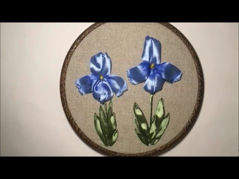 Видео: Ирис вышитый лентами / Ribbons embroidered iris