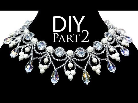 Видео: DIY: beading wedding necklace with pearls (part 2 of 2) / Свадебное колье из бисера и жемчуга