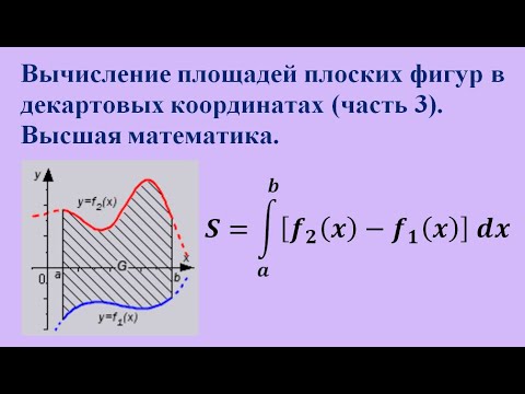Видео: Вычисление площадей плоских фигур в декартовых координатах (часть 3).