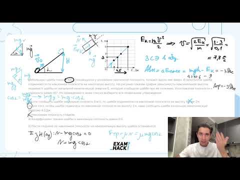 Видео: Небольшую шайбу массой 100 г, покоящуюся у основания наклонной плоскости, толкают вдоль - №23244