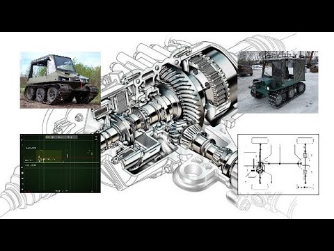 Видео: Фрикционный механизм поворота. Применение: гусеничный вездеход.
