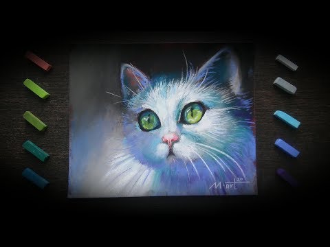 Видео: Как нарисовать кошку. Сухая пастель & наждачная бумага.