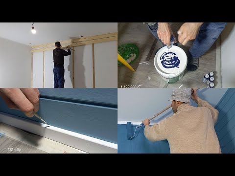 Видео: 41. Имитация бруса в спальне. Покраска стен. Плинтус.