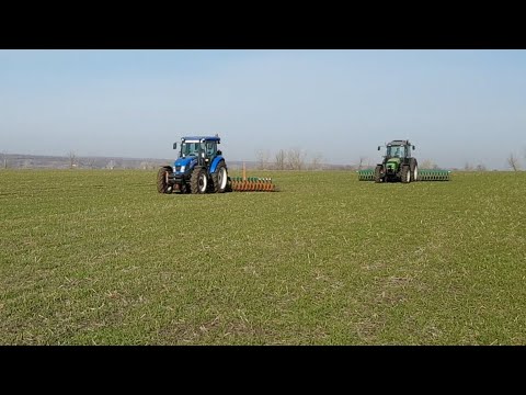 Видео: Вносим селитру и закрываем влагу ротационной бороной. New Holland vs DEUTZ-FAHR