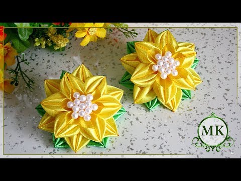 Видео: Цветы из узкой ленты шириной 1,2 см. МК. Канзаши. / DIY. Kanzashi. Ribbon flowers.