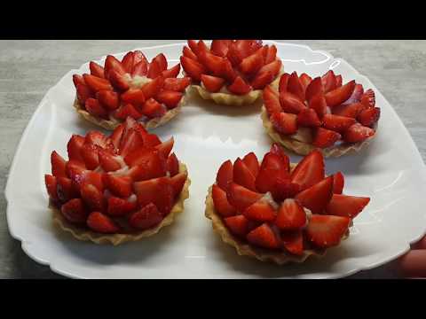 Видео: Тарталетки с заварным кремом и клубникой из песочного рубленого теста