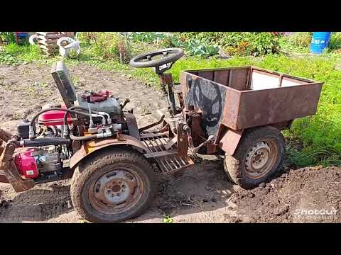 Видео: Самодельный мини т16 переломка . Первая пахота .