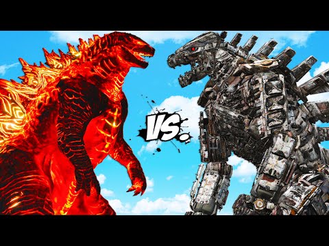 Видео: Годзилла огонь против мехагодзиллы - битва монстров