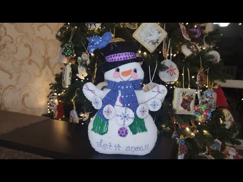 Видео: Снеговик "Let it snow" Door Stopper от Bucilla