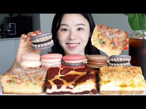 Видео: SUB) ASMR Торт Макарон Мукбанг 🍰 Чизкейк, Масляный торт, Десерт Красный бархат, Пирог, Жирные