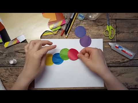 Видео: Аппликация- радужная гусеница. Аппликация для малышей.