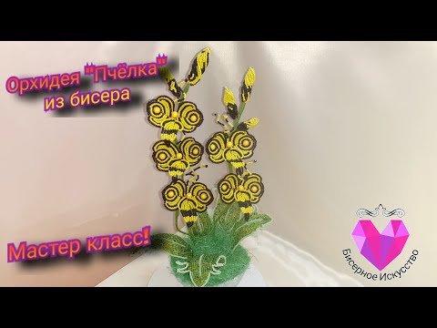 Видео: 🐝Орхидея из бисера "Пчёлка". Креативная.Мастер класс.🌼