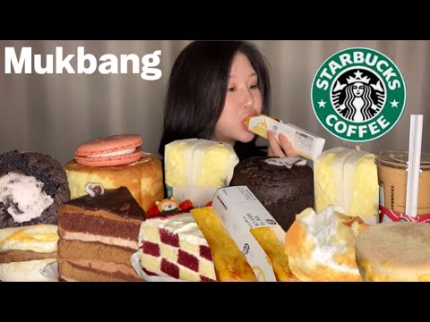 Видео: ASMR Торт Starbucks🍰 Десерт Mukbang🍩 Шоколадный торт, Клубничные макароны, Кремовый хлеб, Сэндвич