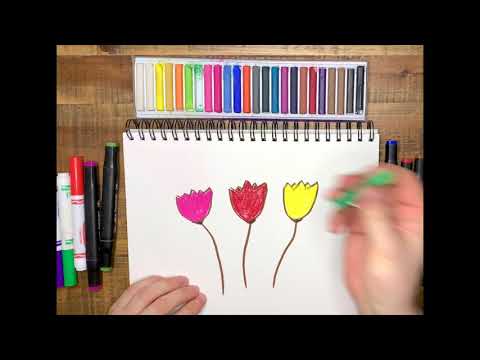 Видео: Урок рисования для детей от 3 лет. Рисуем Тюльпаны!
