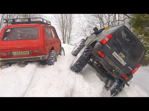 Видео: НЕОЖИДАННЫЙ финал НИВЫ против Suzuki Jimny испытание в снегу на бездорожье