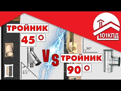 Видео: Подключение к дымоходу. Тройник 45 градусов vs Тройник 90 градусов