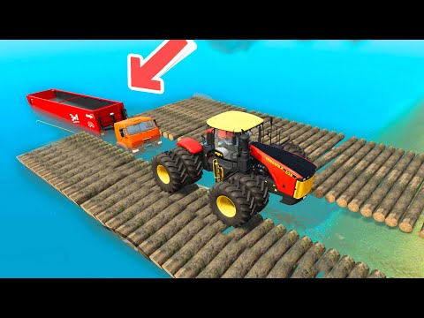 Видео: ПОСТРОИЛИ 2 МОСТА ЧТОБЫ СПАСТИ КАМАЗ - Farming Simulator 22 по сети