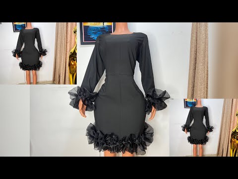 Видео: Как раскроить и сшить прямое платье с оборками из органзы (простой урок).