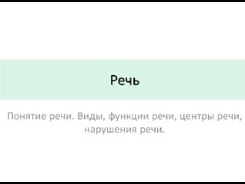 Видео: Речь. Понятие речи. Виды, функции речи, центры речи, нарушения речи.