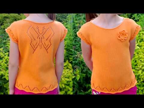 Видео: Летний топ для девочки на вязальной машине