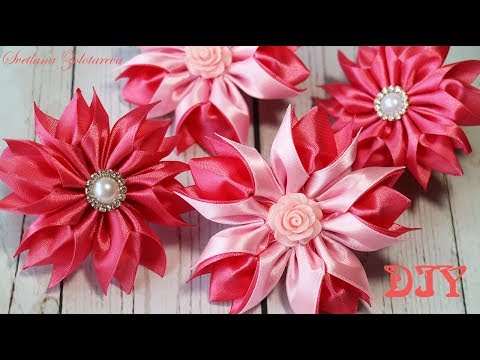 Видео: Простые цветы из ленты🌺 Канзаши 🌺DIY🌺 Svetlana Zolotareva