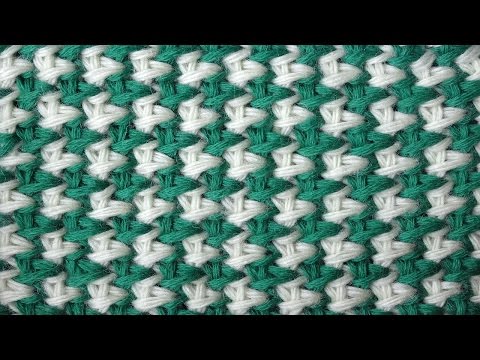 Видео: Tunisian crochet pattern Двухцветная путанка Тунисский узор крючком 5