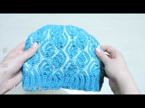 Видео: Обзор на шапку в технике бриошь "Заснеженные листья"