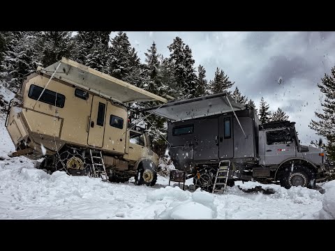 Видео: ЛАВИНА СПАЛА НА ДОРОГУ, НАШЕЙ ЭКИПАЖЕМ 2-Х КАРАВАНОВ UNIMOG