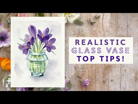 Видео: Как нарисовать акварельные крокусы в стеклянной вазе
