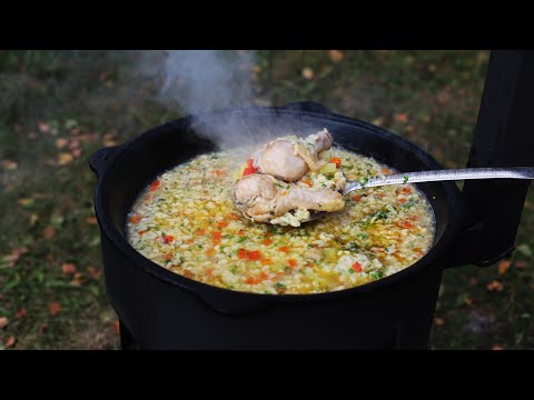Видео: ДОМАШНИЙ СУП ИЗ ЖАРЕНОЙ КУРИЦЫ С КЛЕЦКАМИ В КАЗАНЕ