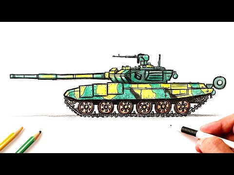 Видео: Как нарисовать Танк Т-90
