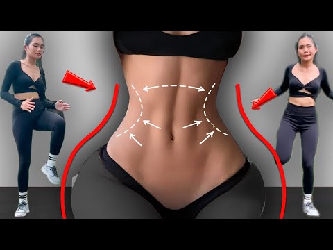 Видео: 1-минутные упражнения стоя для получения плоского живота. Устранение жира на животе для людей ста...