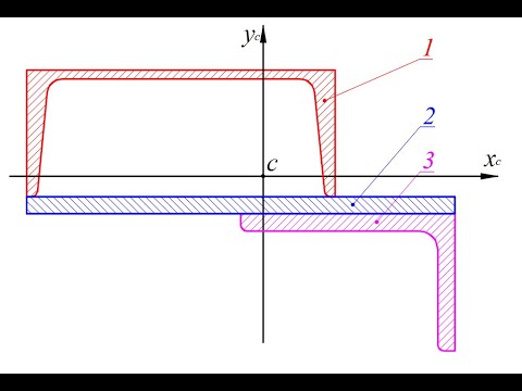 Видео: Пример. Геометрические характеристики плоских сечений. Часть 2