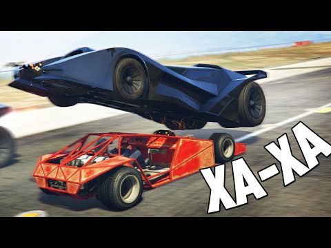 Видео: GTA 5 COPS & ROBBERS - БЕТМОБИЛЬ ПРОТИВ МАШИНЫ РАМПЫ ИЗ ФОРСАЖА, 15 БЕТМОБИЛЕЙ В ПОГОНЕ ПО ГОРОДУ!