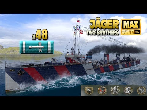 Видео: эсминец Jäger: 48 торпедных попаданий на карте "Two Brothers" - World of Warships