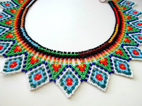 Видео: МК. Колье из бисера в технике уичоль. Necklace from beads. Beading.