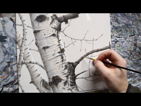Видео: Реалистичная осина | Акриловая живопись