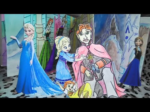 Видео: Холодное сердце бумажные куклы, домик в альбоме для Анны и Эльзы