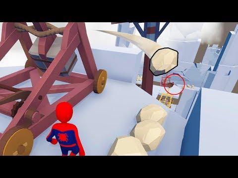 Видео: БИТВА КАТАПУЛЬТ В HUMAN FALL FLAT | пластилиновые герои Володя Человек Паук и Железный Человек