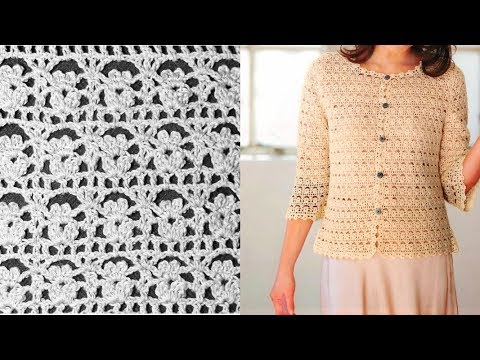 Видео: Ажурный узор для жакета. Красивый несложный