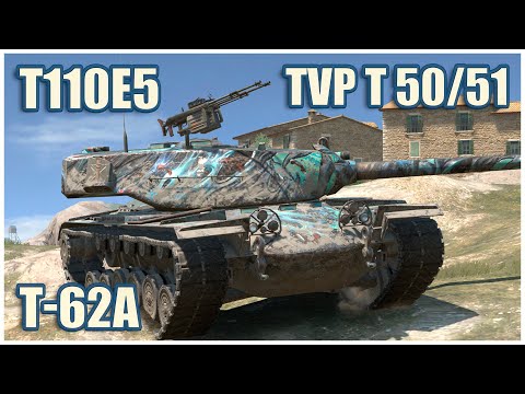 Видео: T110E5, Т-62А & TVP T 50/51 • WoT Blitz Gameplay