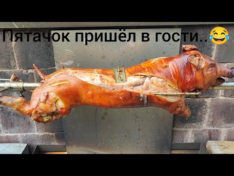 Видео: Поросёнок на вертеле! Даже копыт не осталось...🤤🤤🤤👌👌👌 Spanferkel!!!