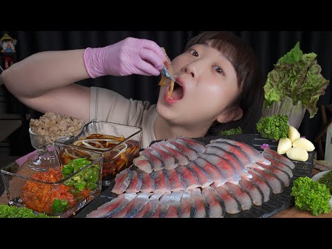 Видео: Сашими из скумбрии 🐟Mukbang eating show