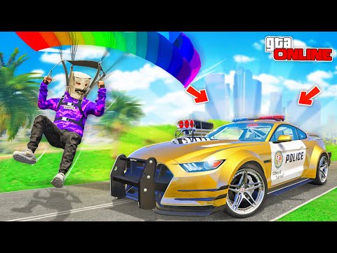 Видео: НАШЕЛ ПОЛИЦЕЙСКИЙ МУСТАНГ НА ПАРАШЮТЕ! БИТВА ПАРАШЮТИСТОВ В ГТА 5 ОНЛАЙН